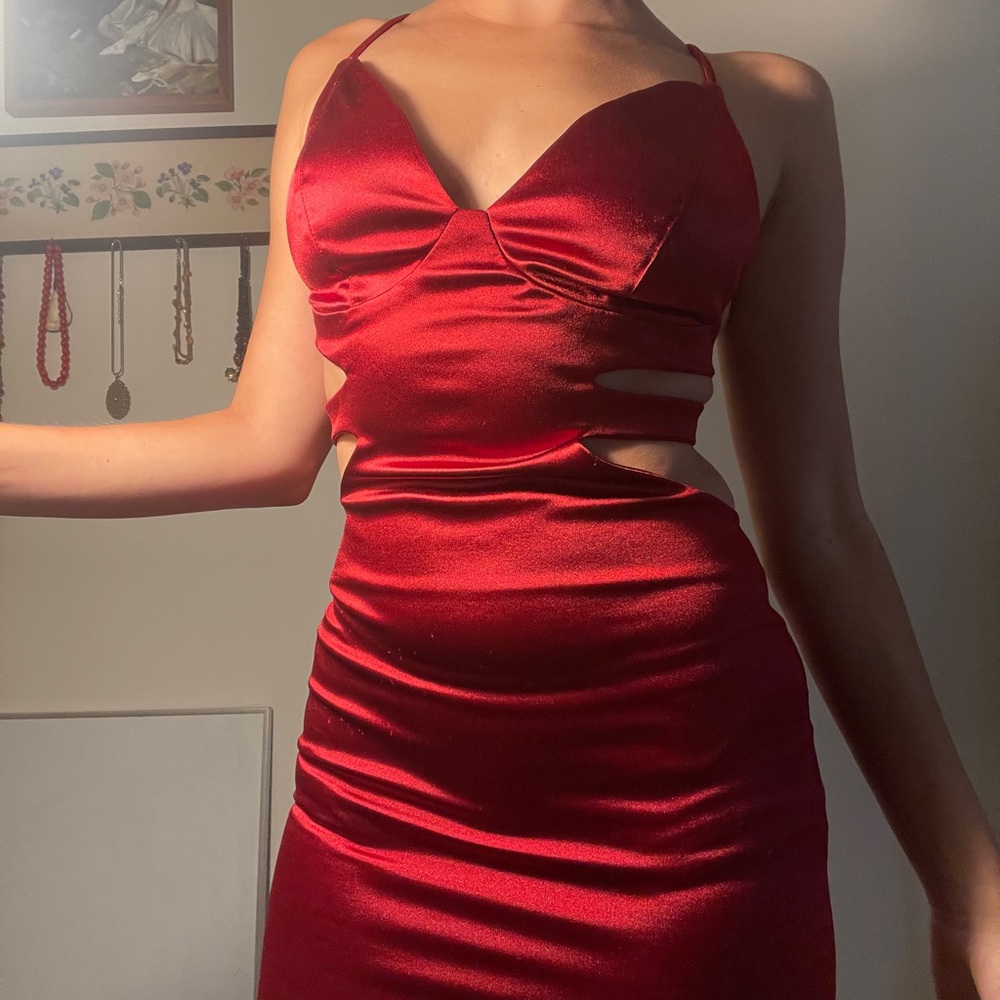 Red cut out dress